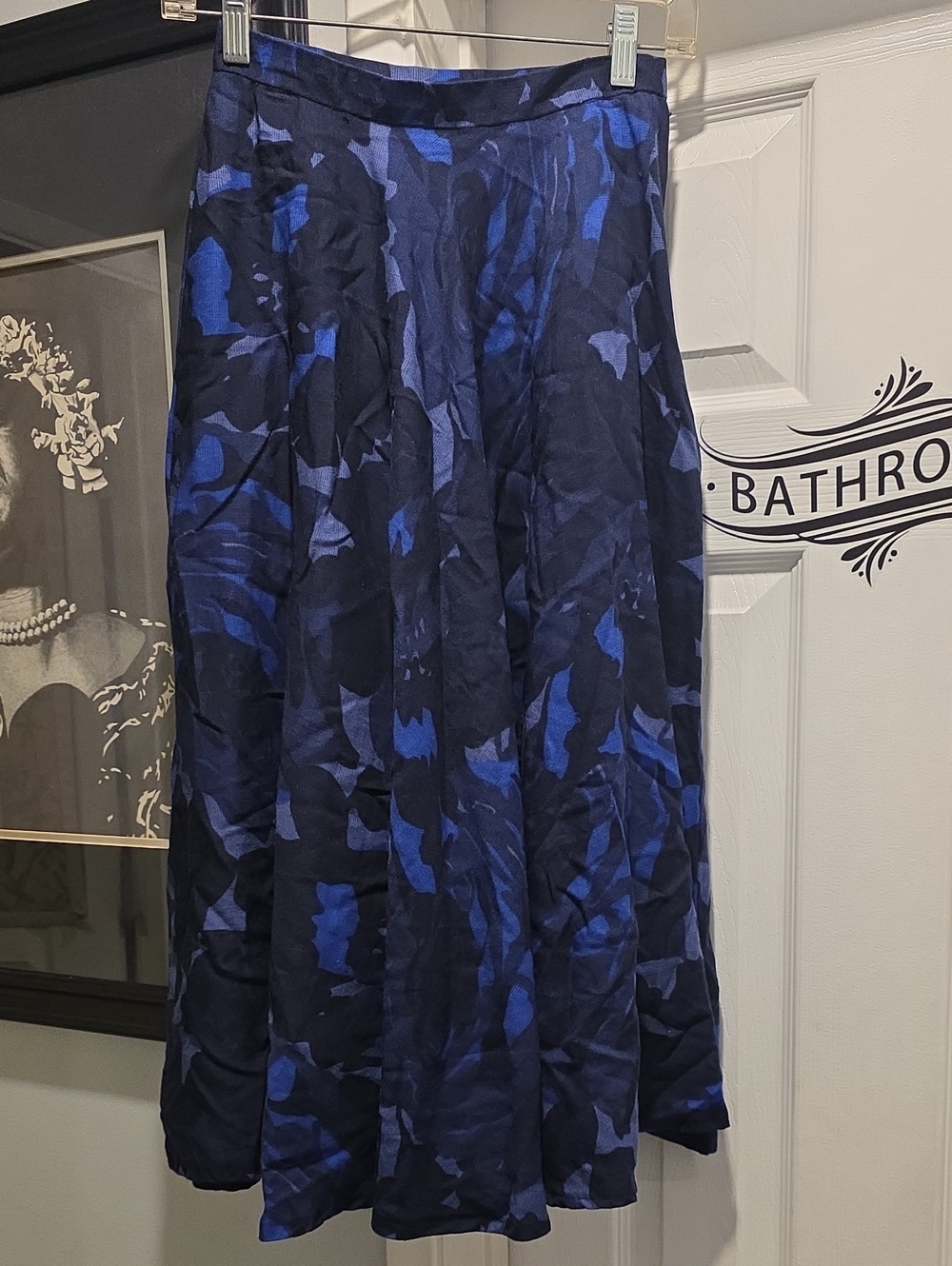 Neiman Marcus Blue Patterned Maxi Skirt